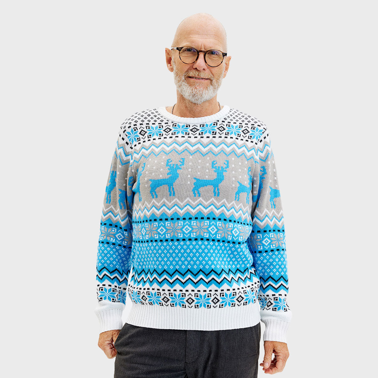 Traditional Blue Christmas Sweater – Men