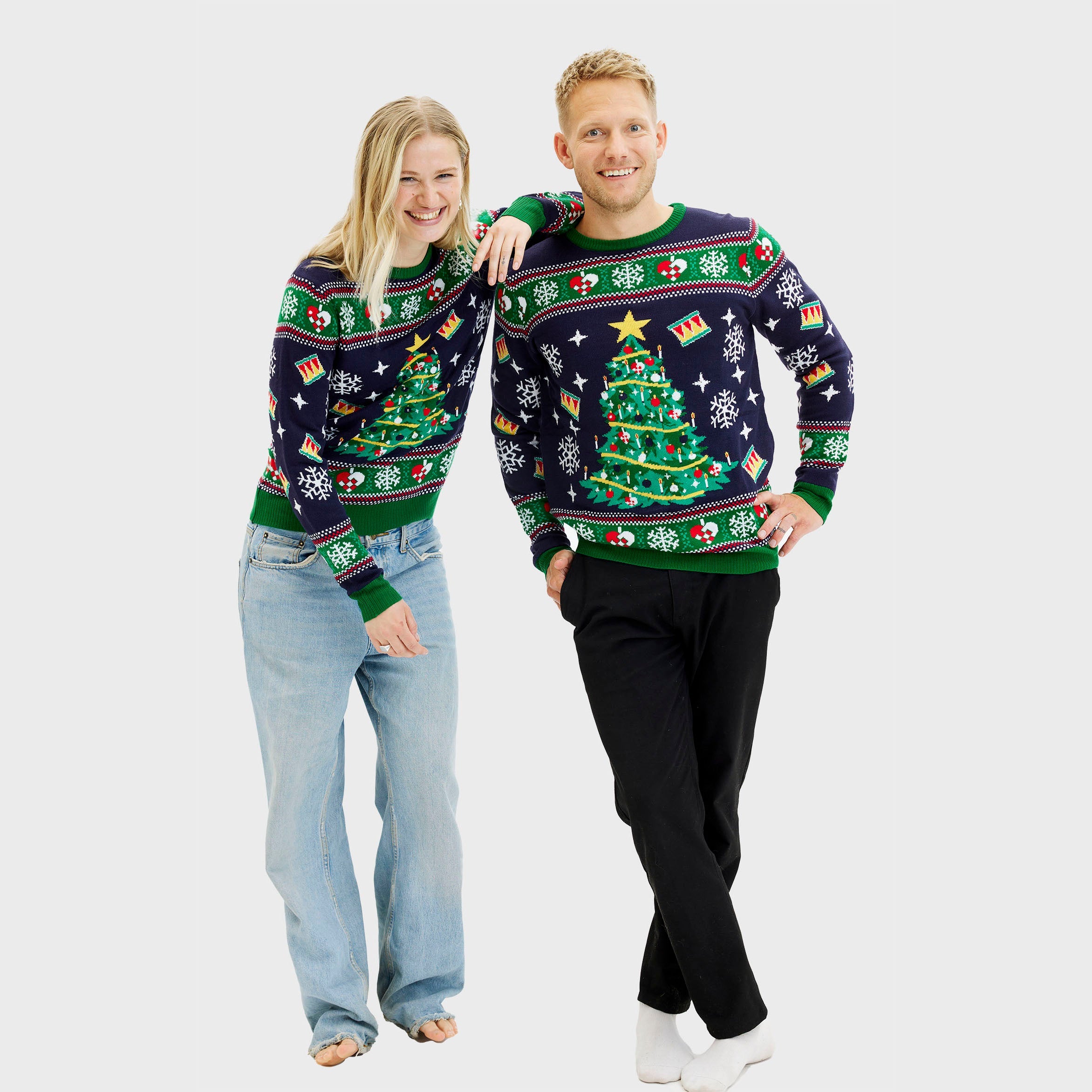 Blue Christmas Tree Sweater – Women