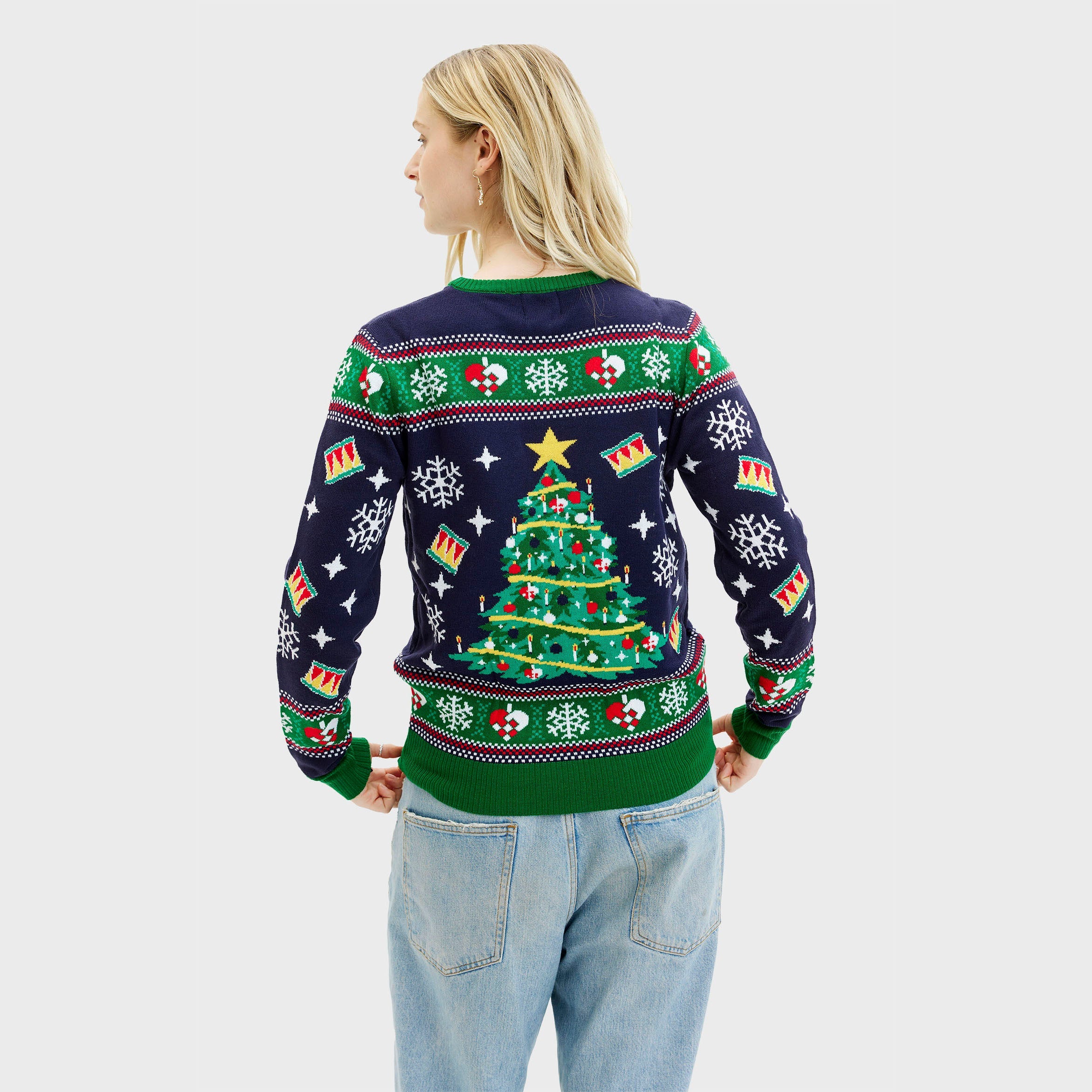 Blue Christmas Tree Sweater – Women