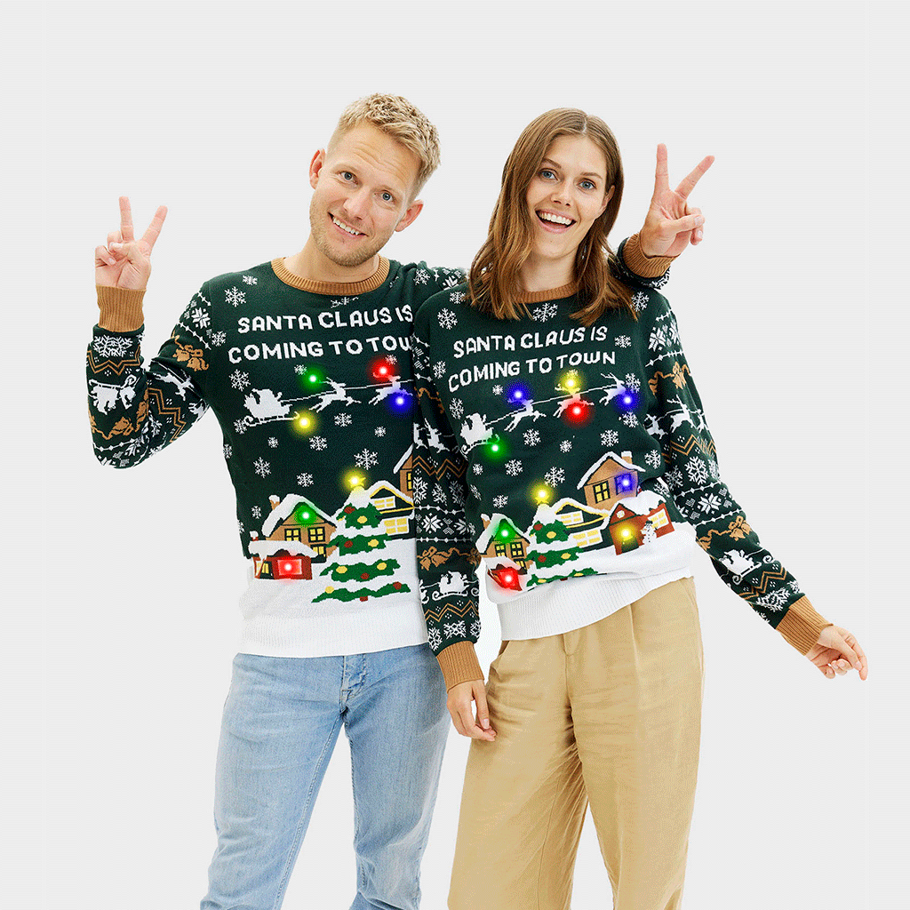 Santa Claus Is Coming To Town LED Green – Men