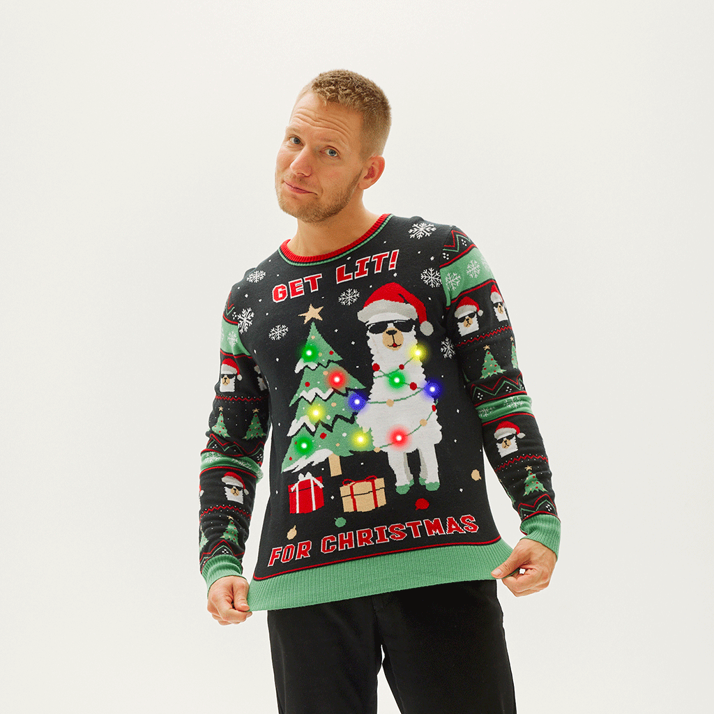 Get Lit Llama Christmas Sweater - Men