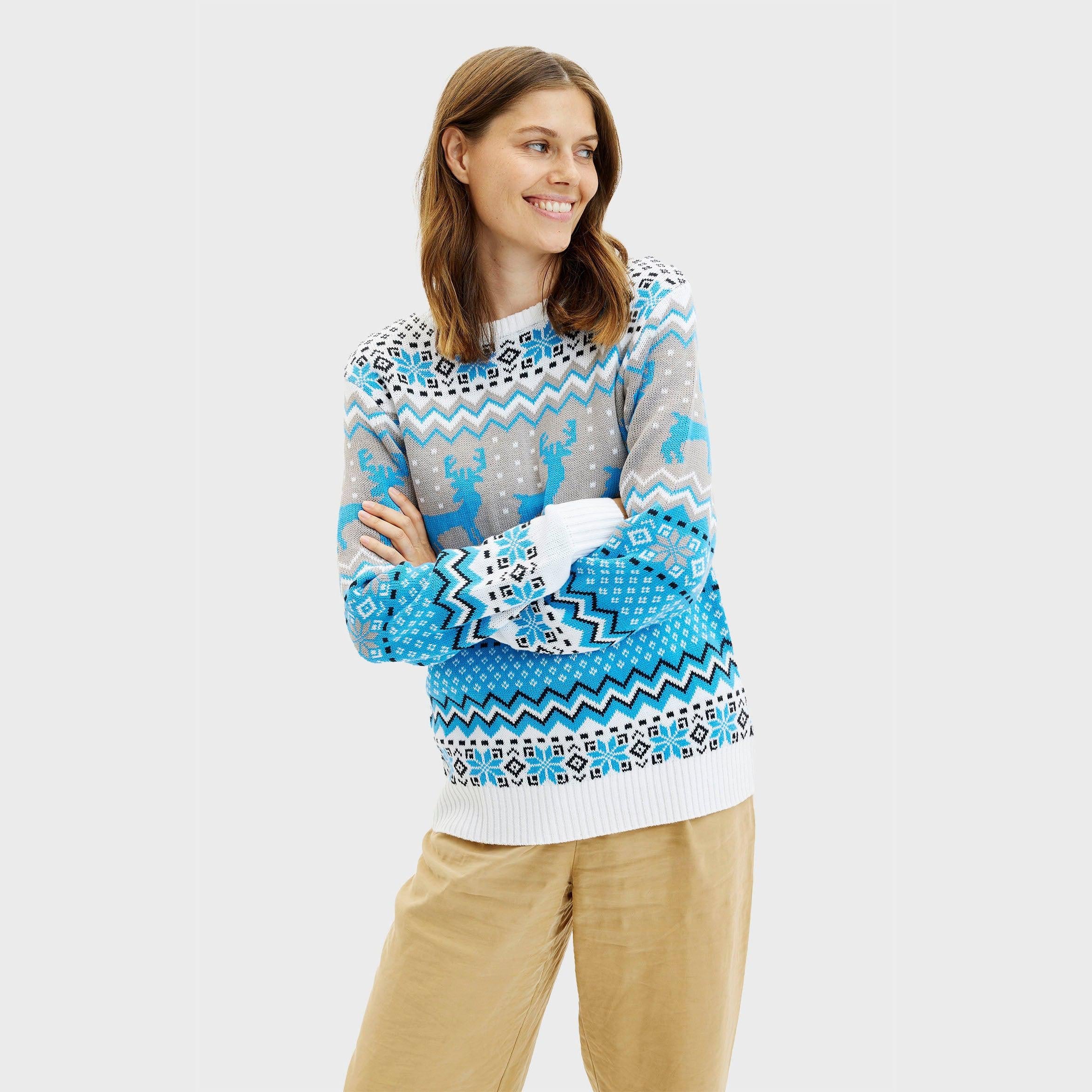 Traditional Blue Christmas Sweater – Women