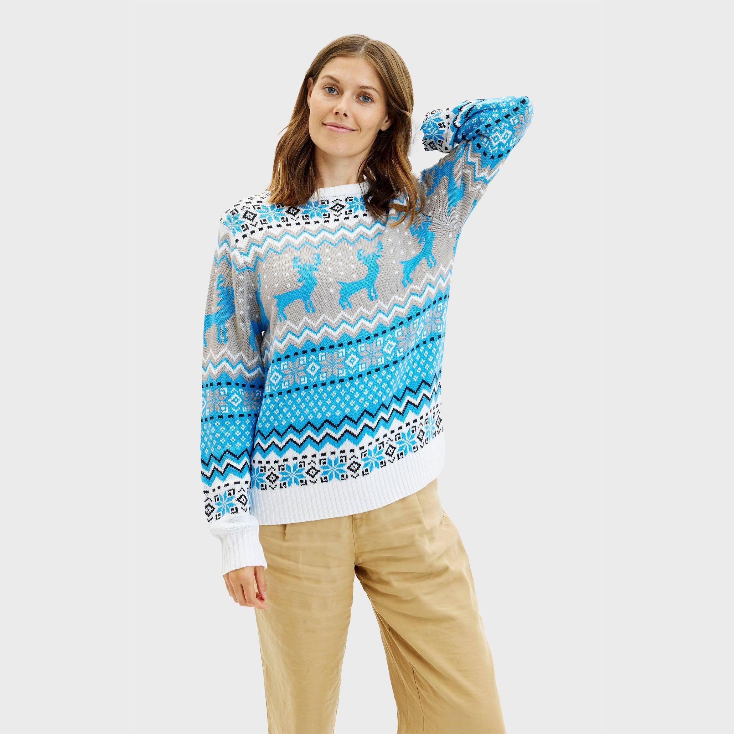Traditional Blue Christmas Sweater – Women