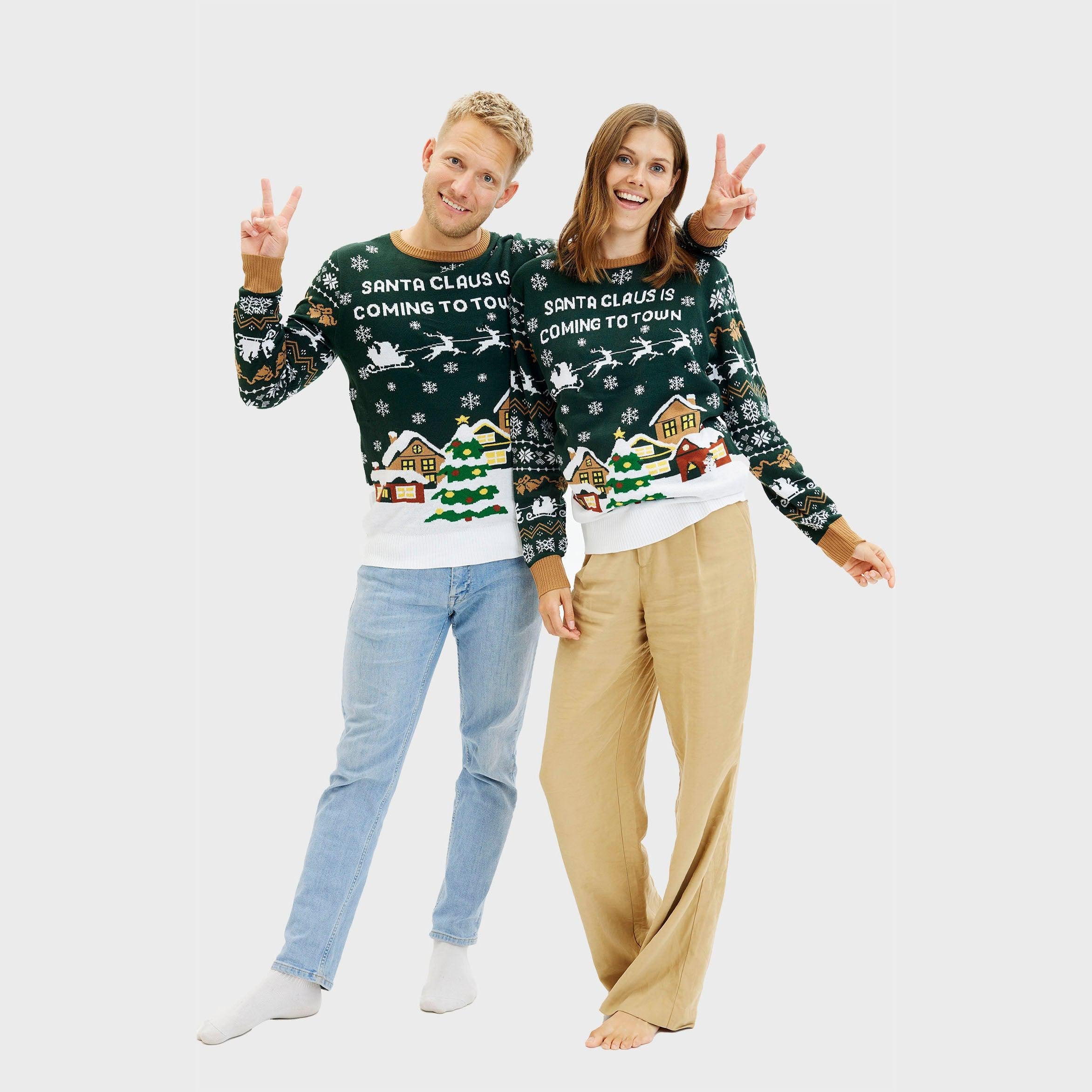 Santa Claus Is Coming To Town LED Green – Women