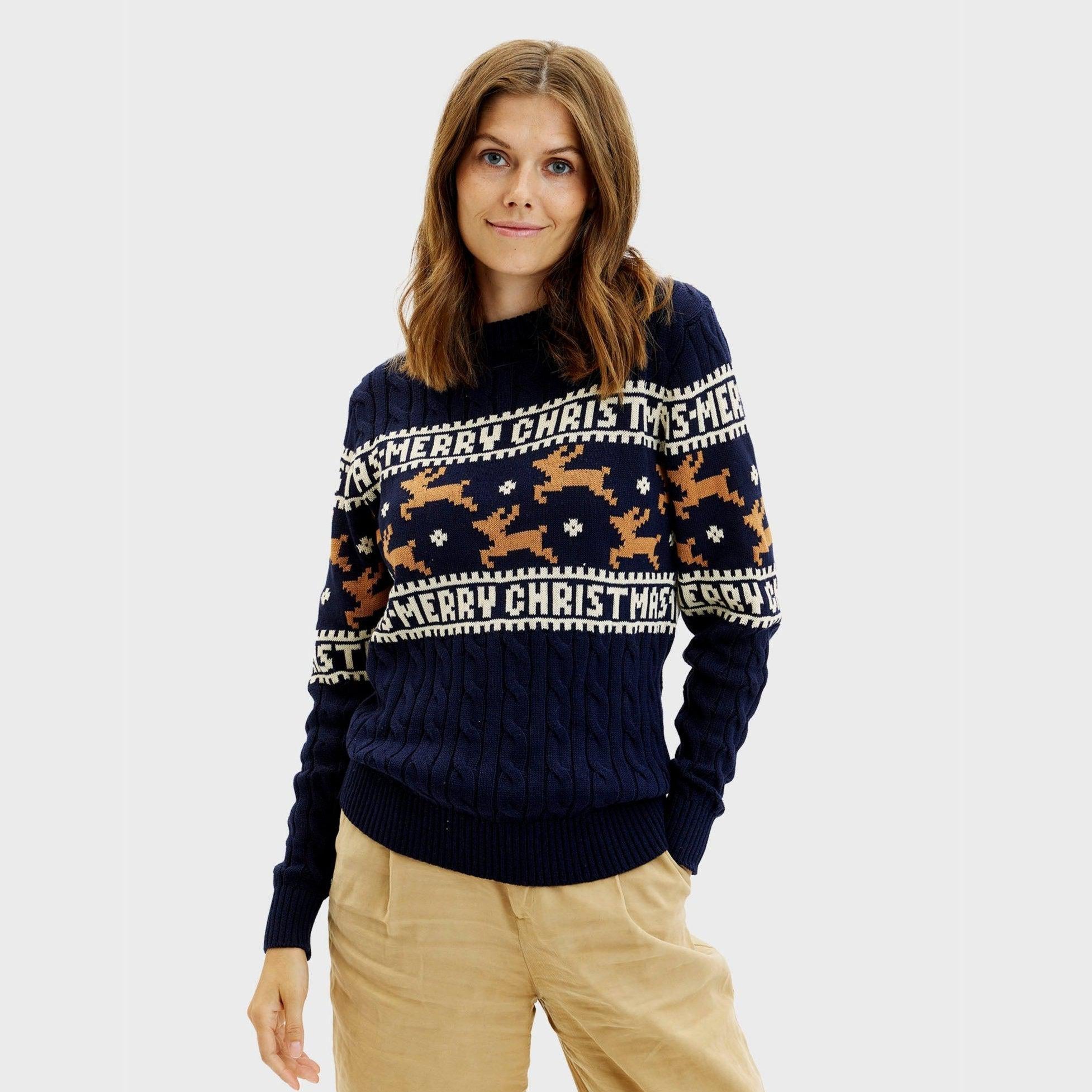 The Elegant Blue Christmas Sweater – Women