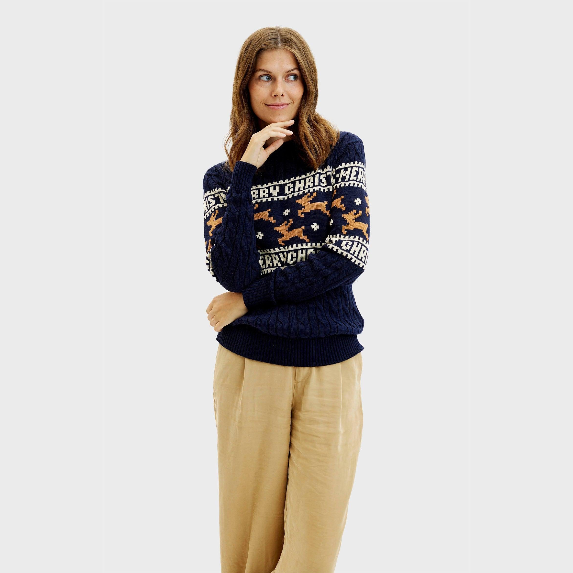The Elegant Blue Christmas Sweater – Women