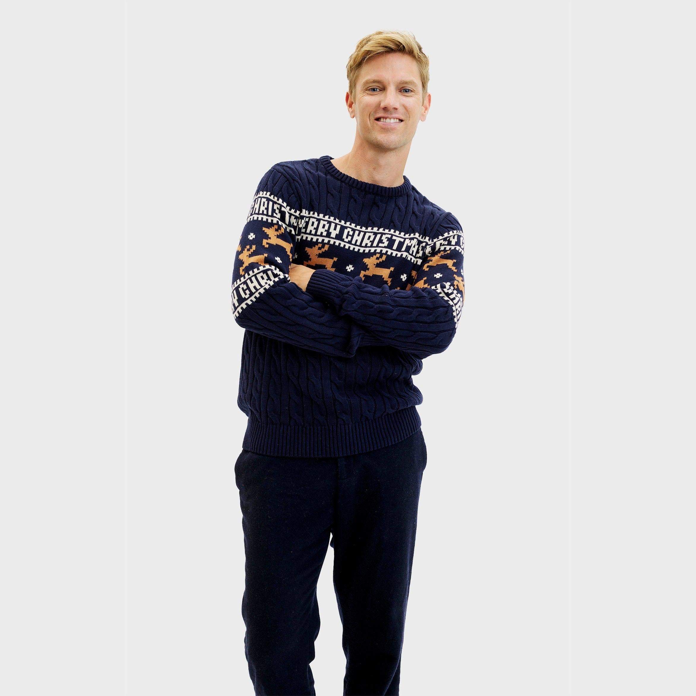 The Elegant Blue Christmas Sweater – Men
