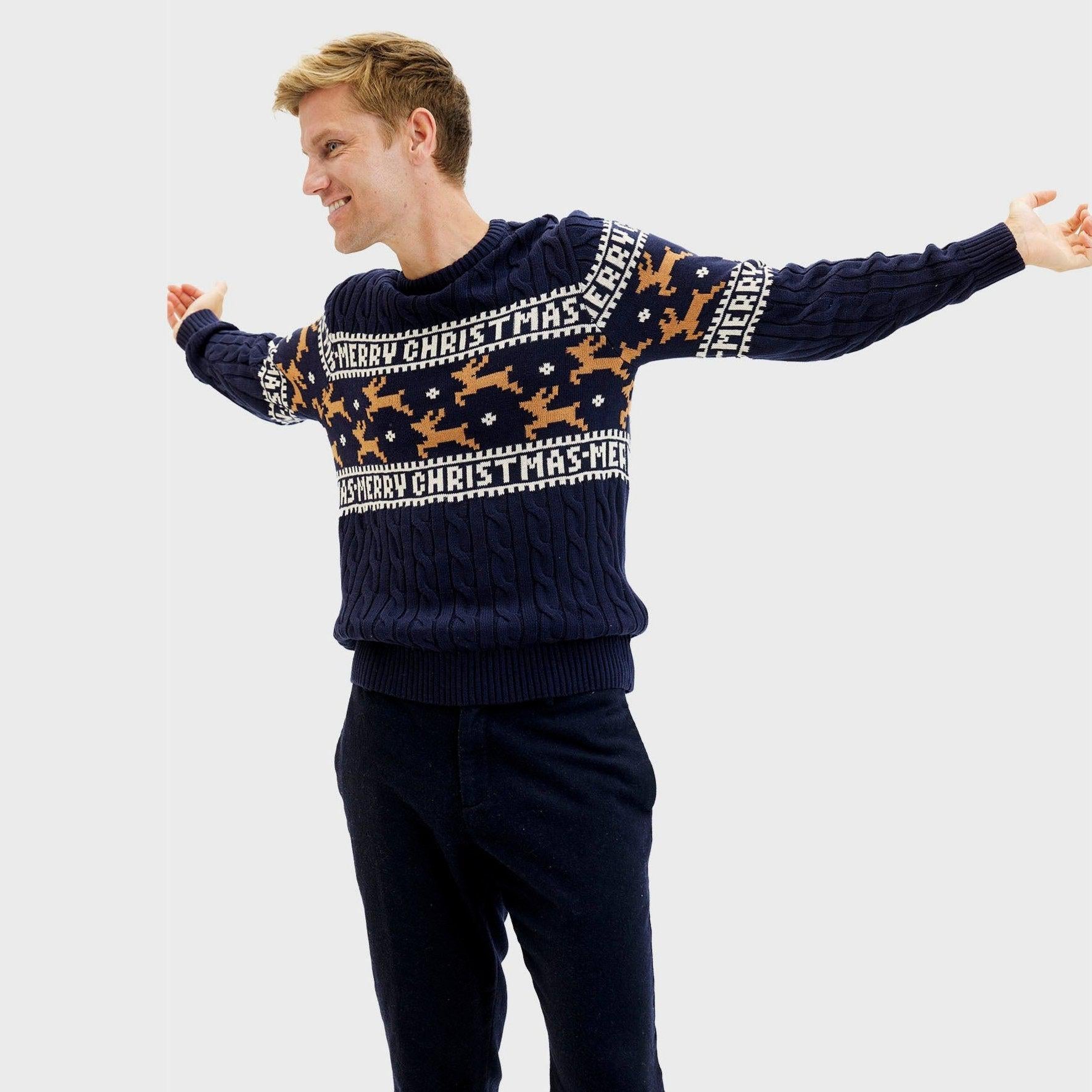 The Elegant Blue Christmas Sweater – Men