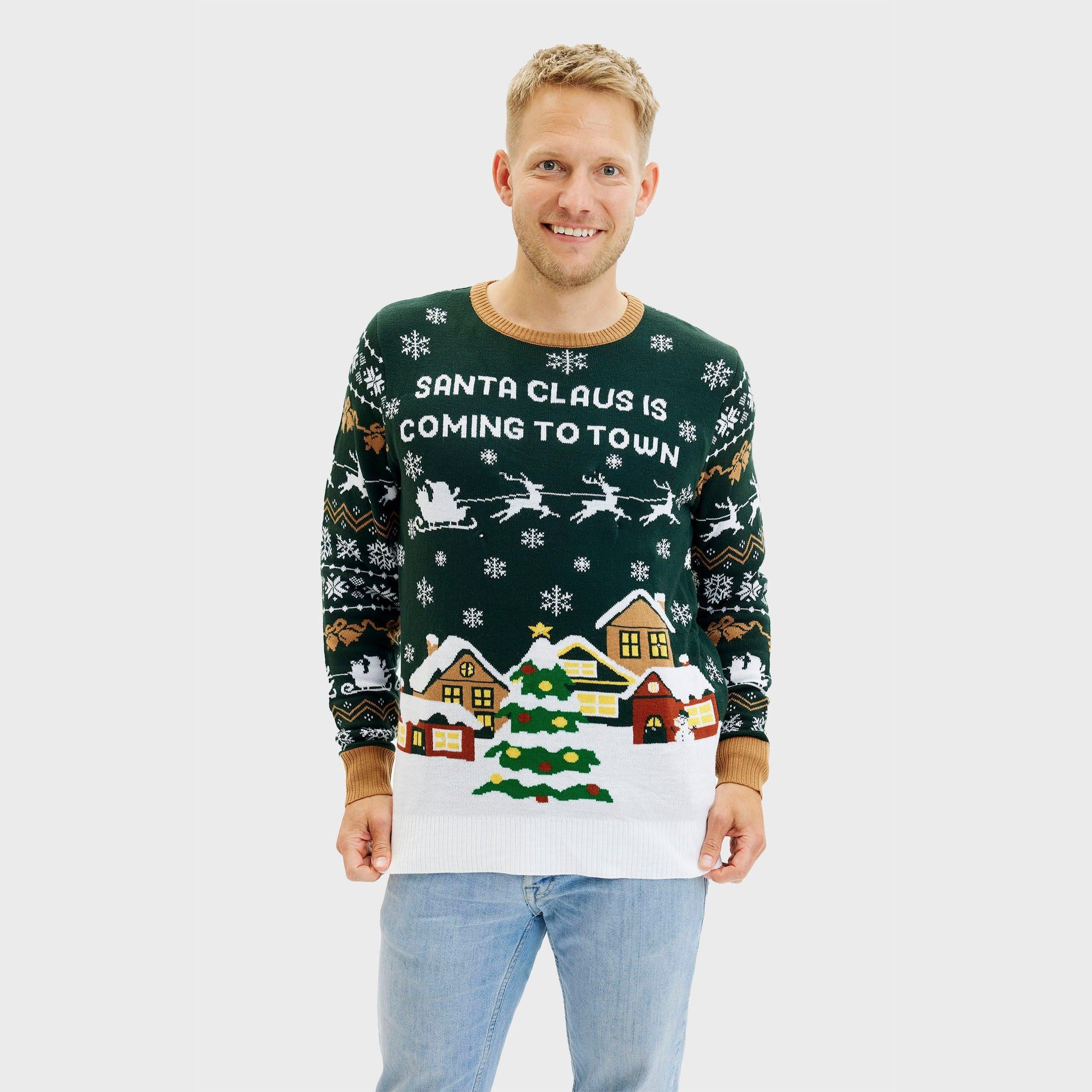 Santa Claus Is Coming To Town LED Green – Men