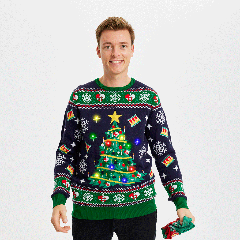 Blue Christmas Tree Sweater – Men