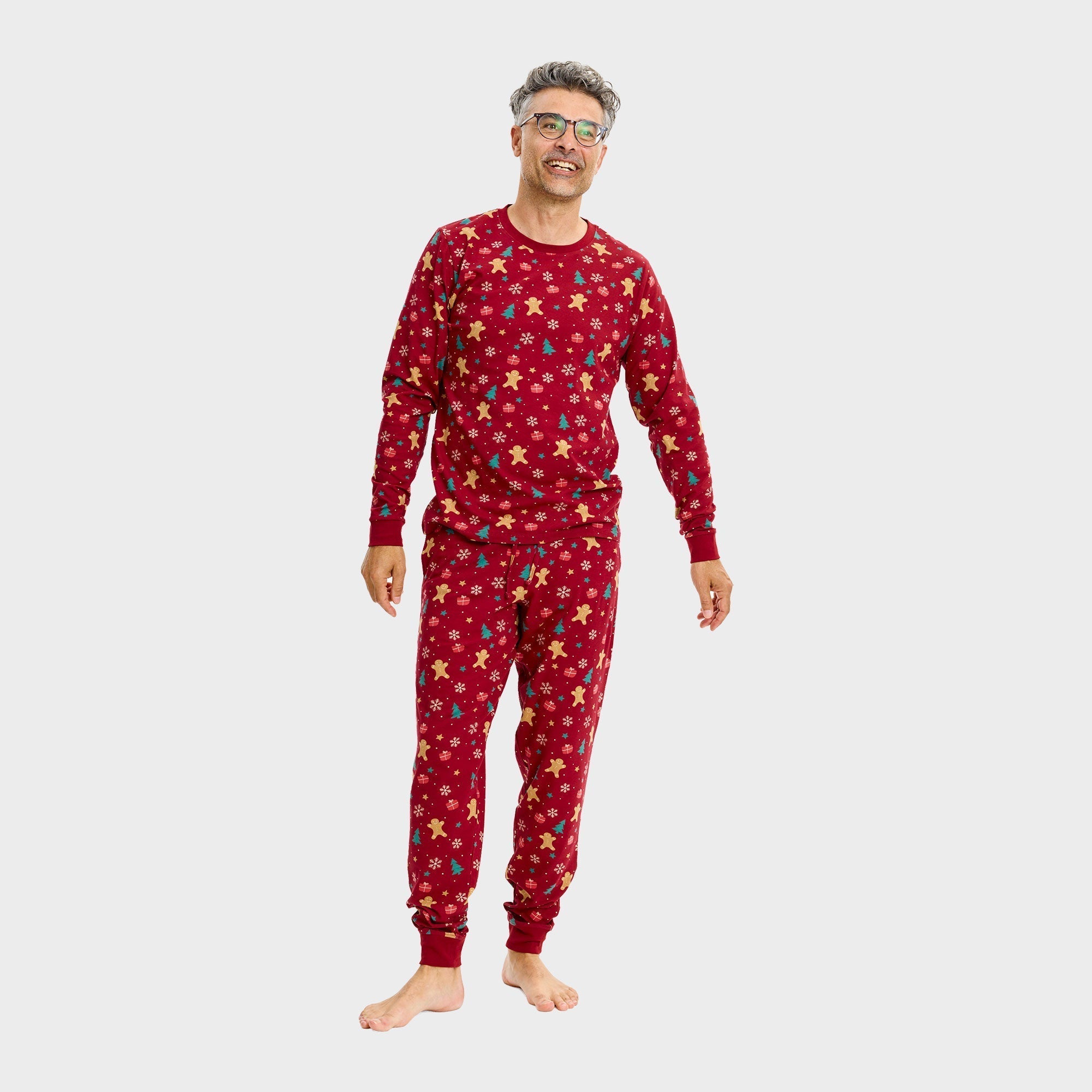Gingerbread kerstpyjama rood – Heren