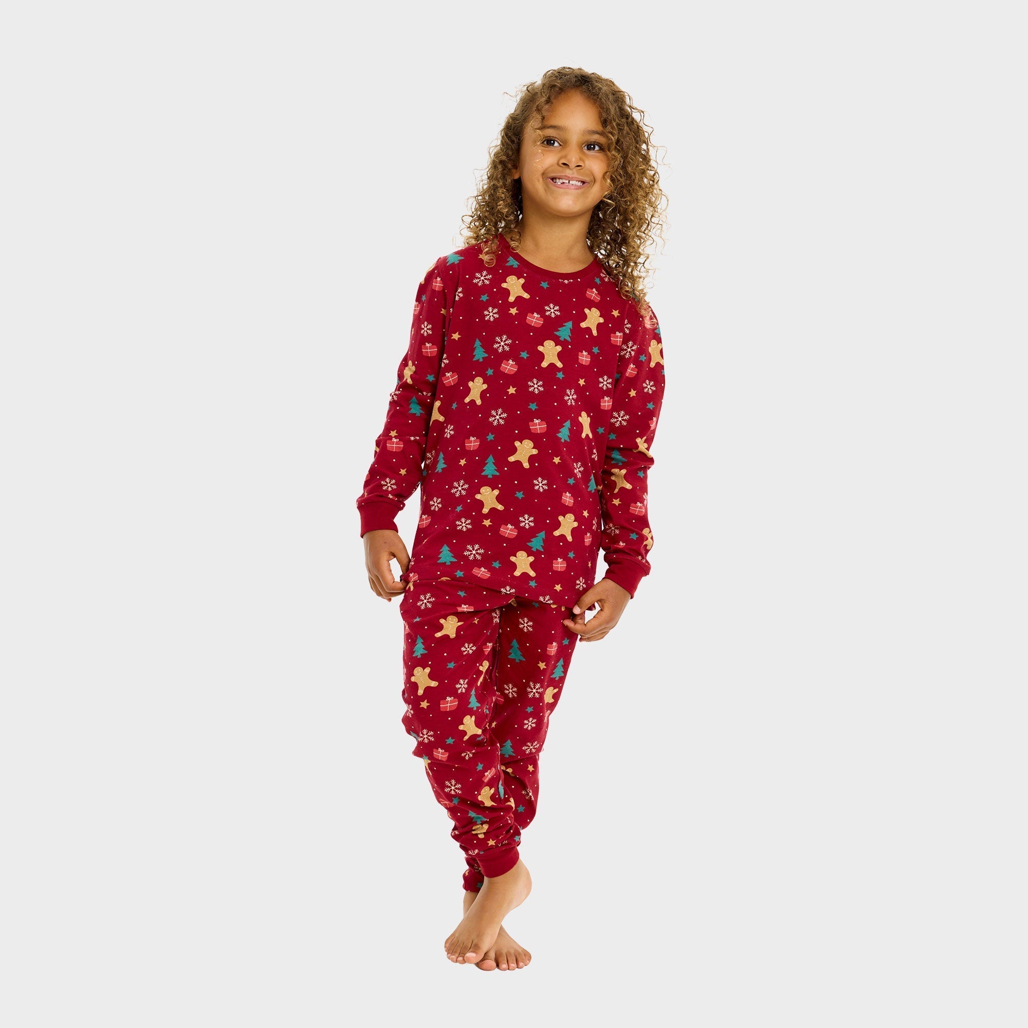 Gingerbread kerstpyjama rood – Kinderen