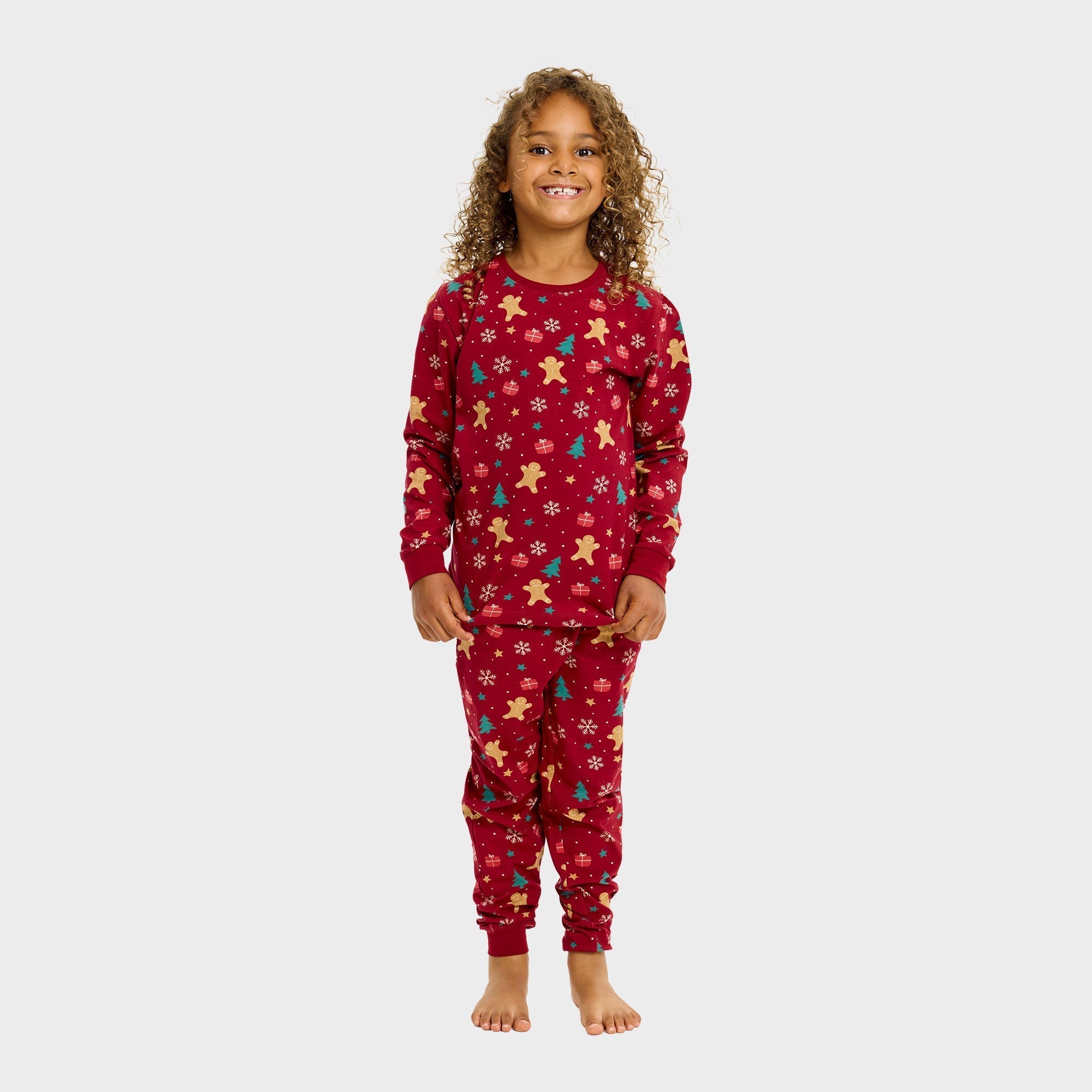 Gingerbread kerstpyjama rood – Kinderen