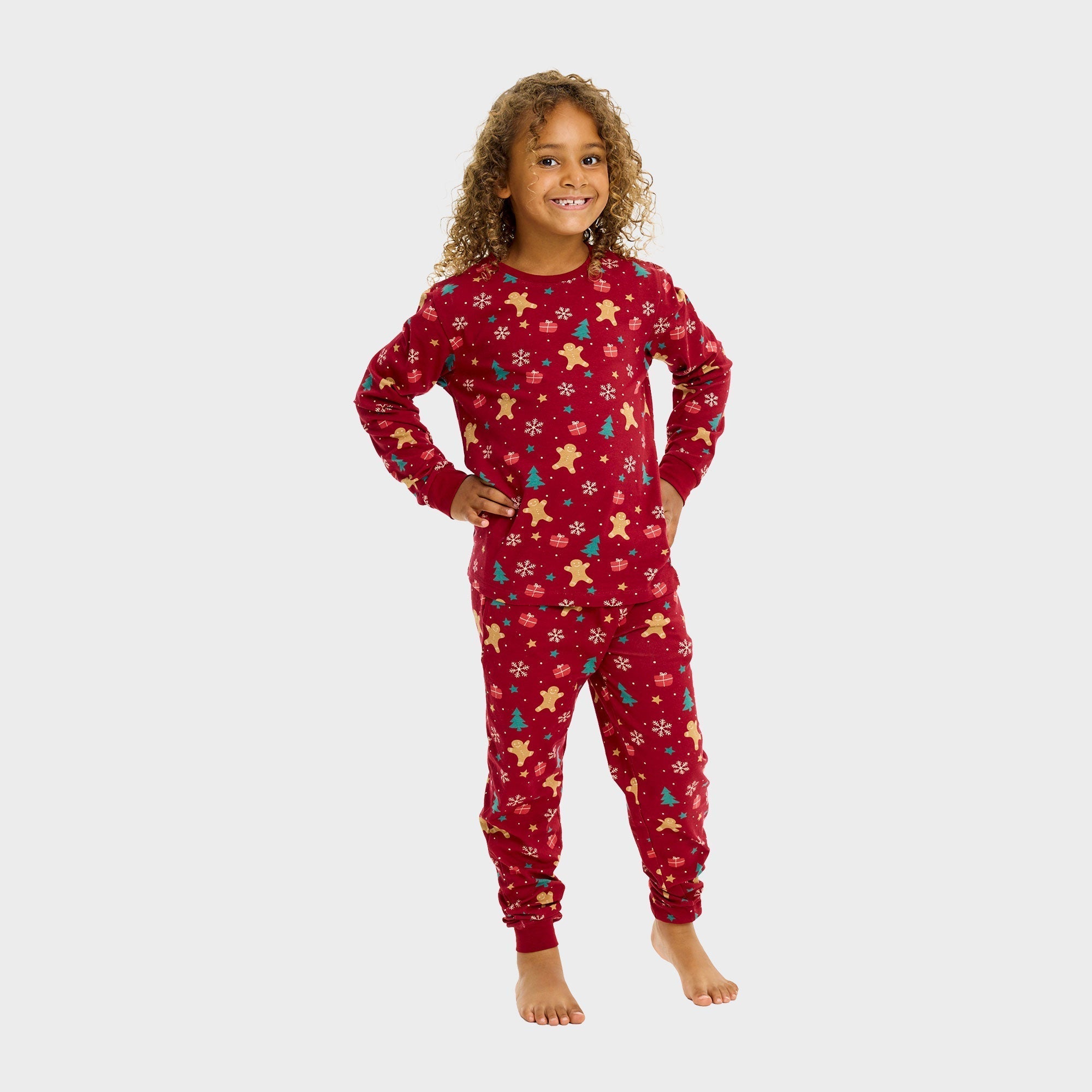 Gingerbread kerstpyjama rood – Kinderen