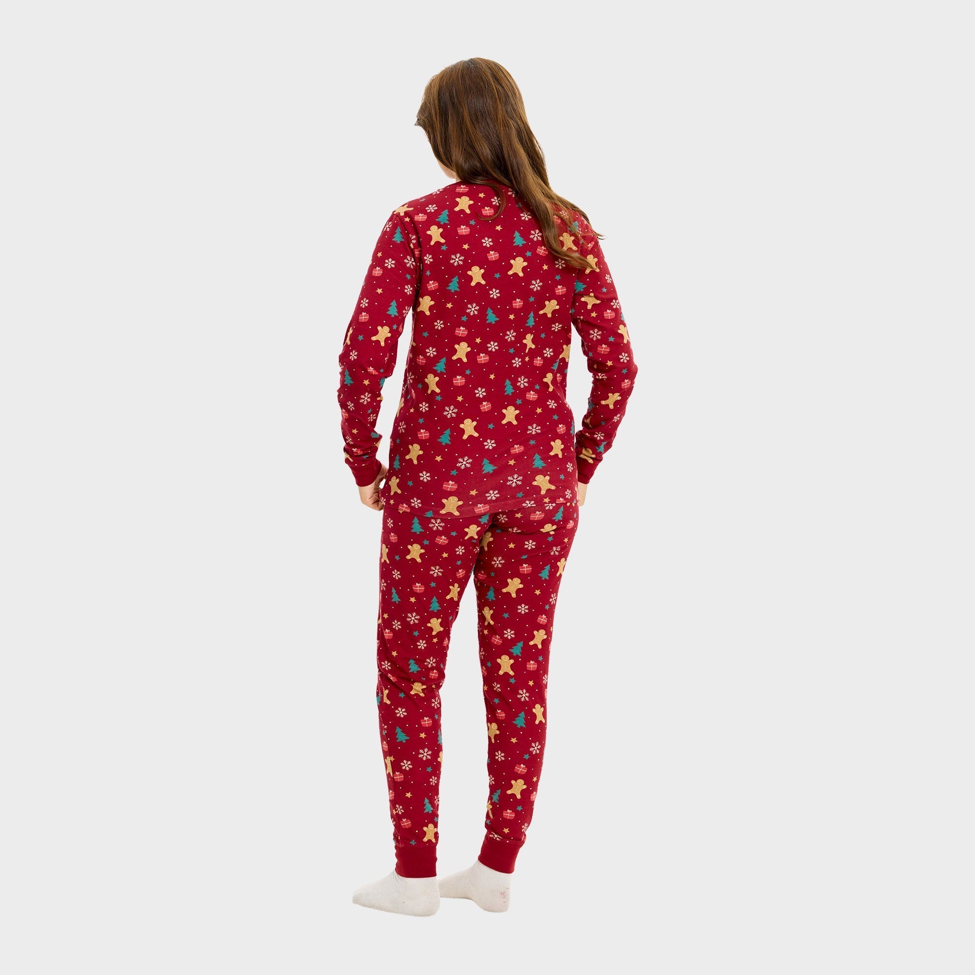 Gingerbread kerstpyjama rood – Dames