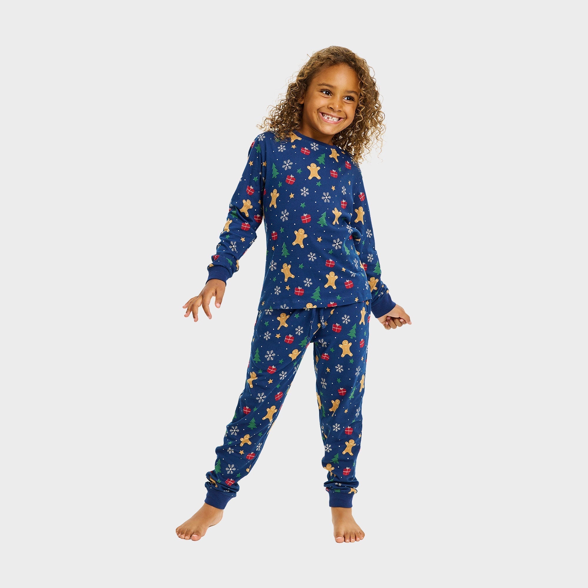 Gingerbread kerstpyjama navy – Kinderen