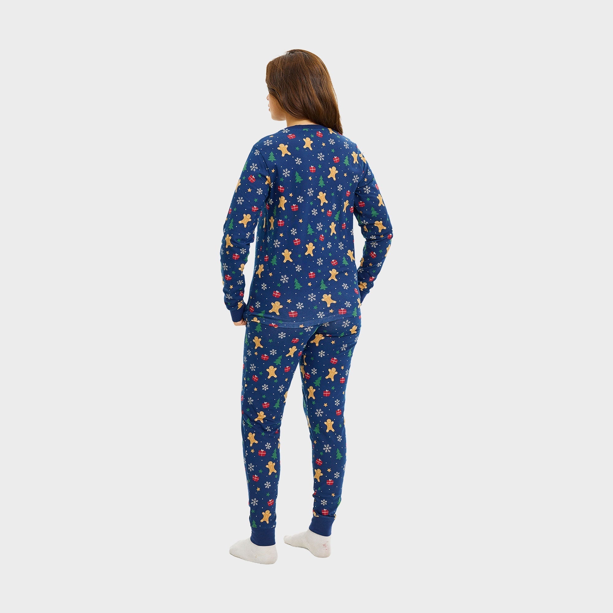 Gingerbread kerstpyjama navy – Dames