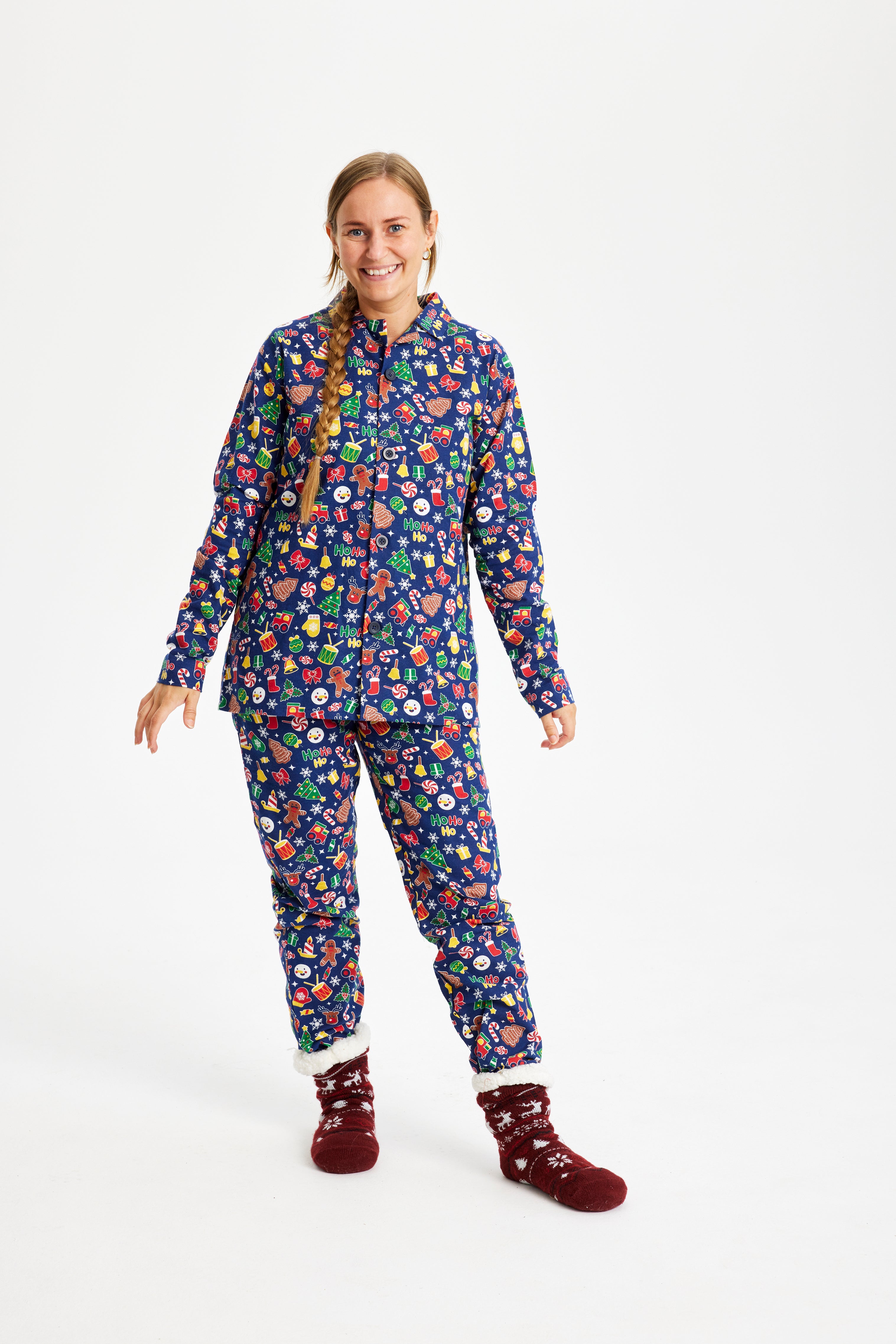 Crazy Christmas Pajamas Flannel navy - Women.