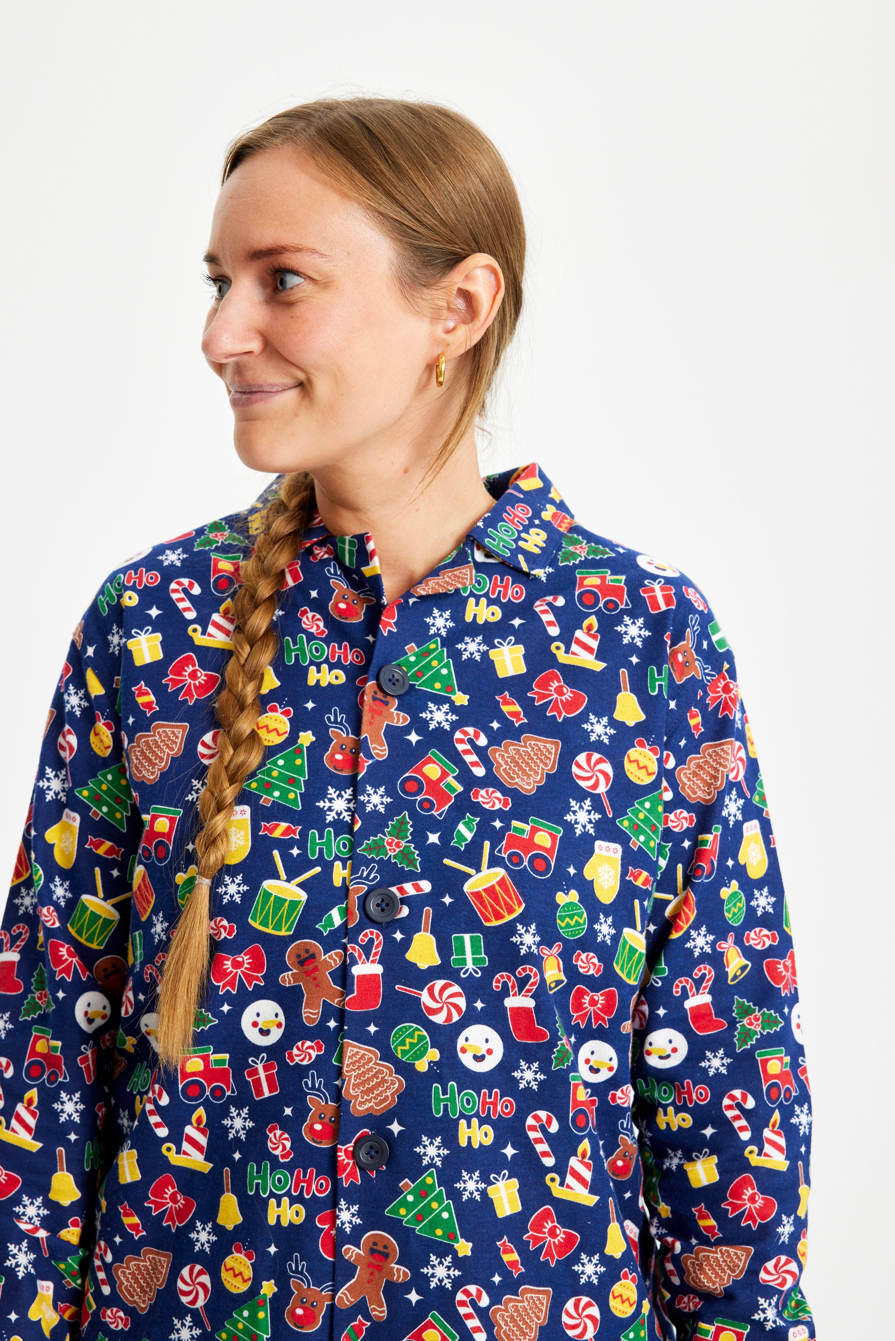 Crazy Christmas Pajamas Flannel navy - Women.