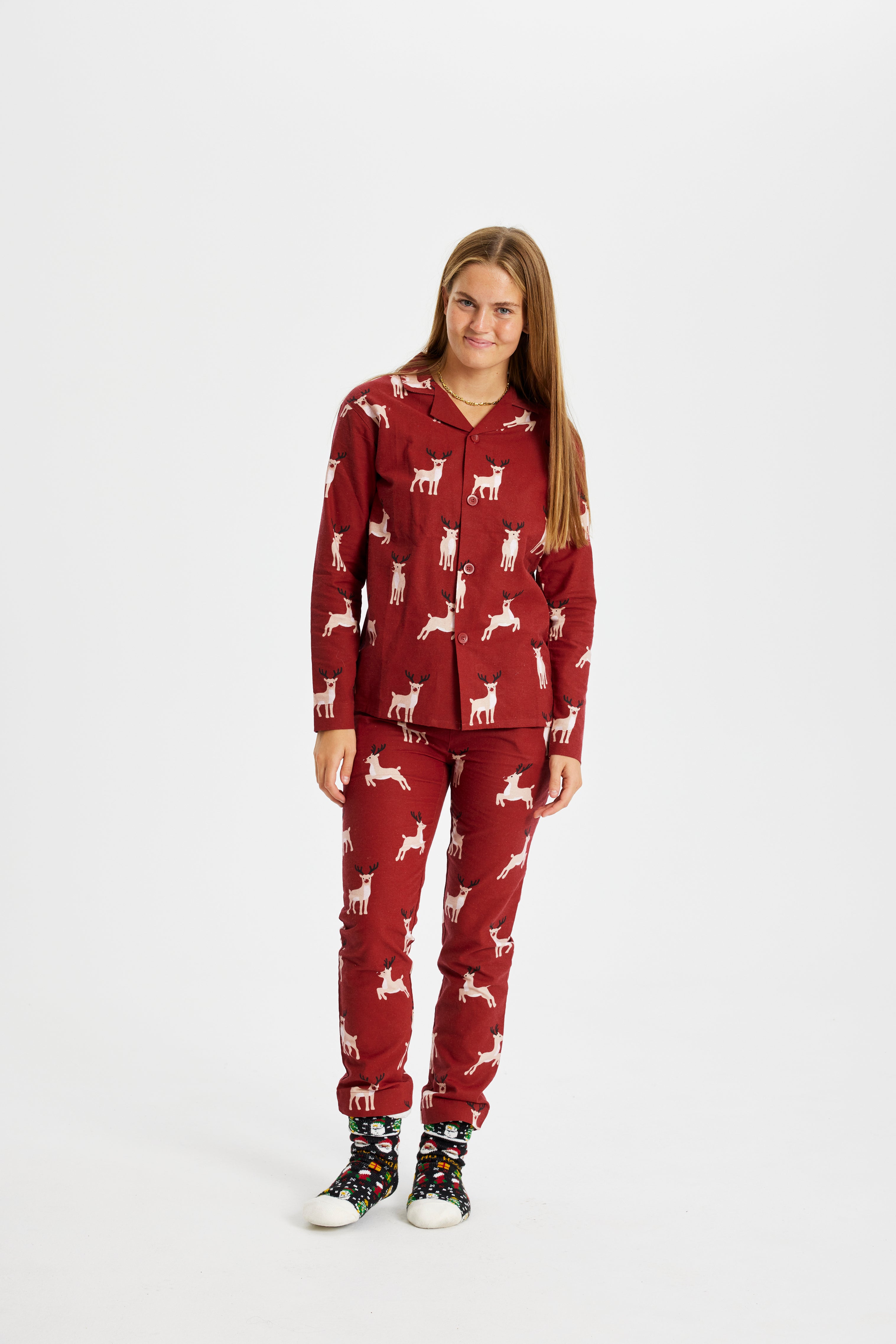 Reindeer Christmas Pajamas Flannel - Women.