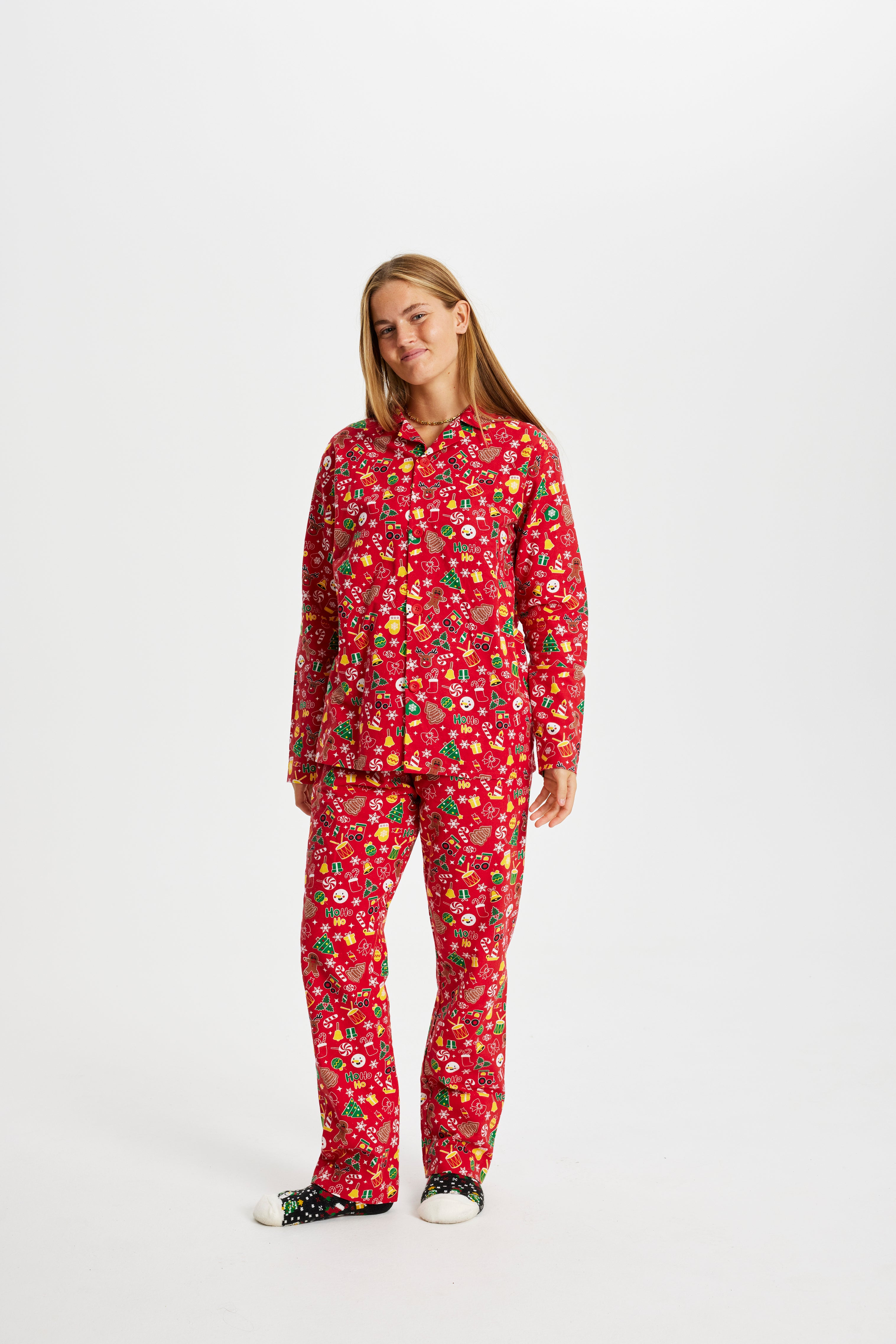 Crazy Christmas Pajamas Flannel Red - Women.