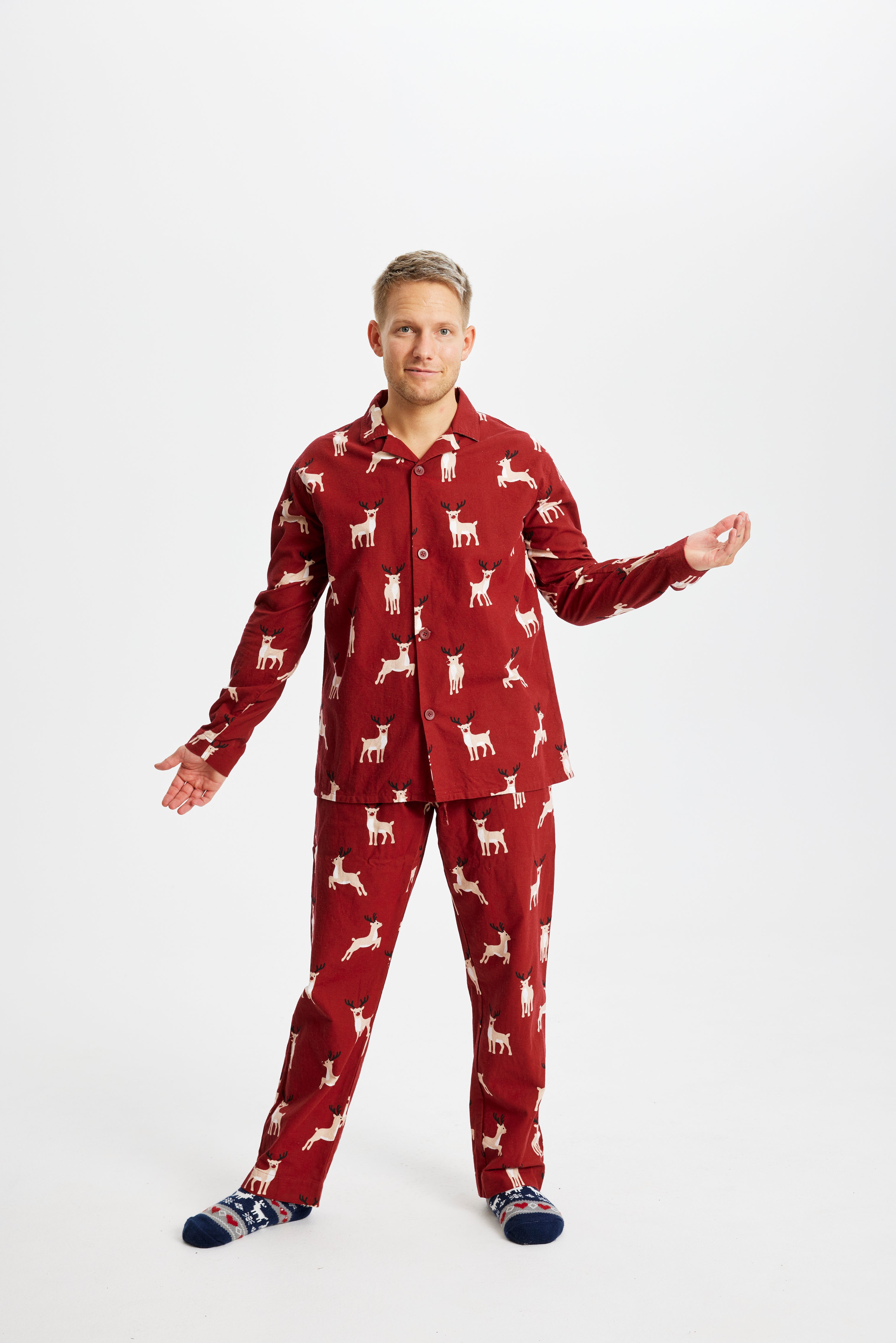 Reindeer Christmas Pajamas Flannel - Men.