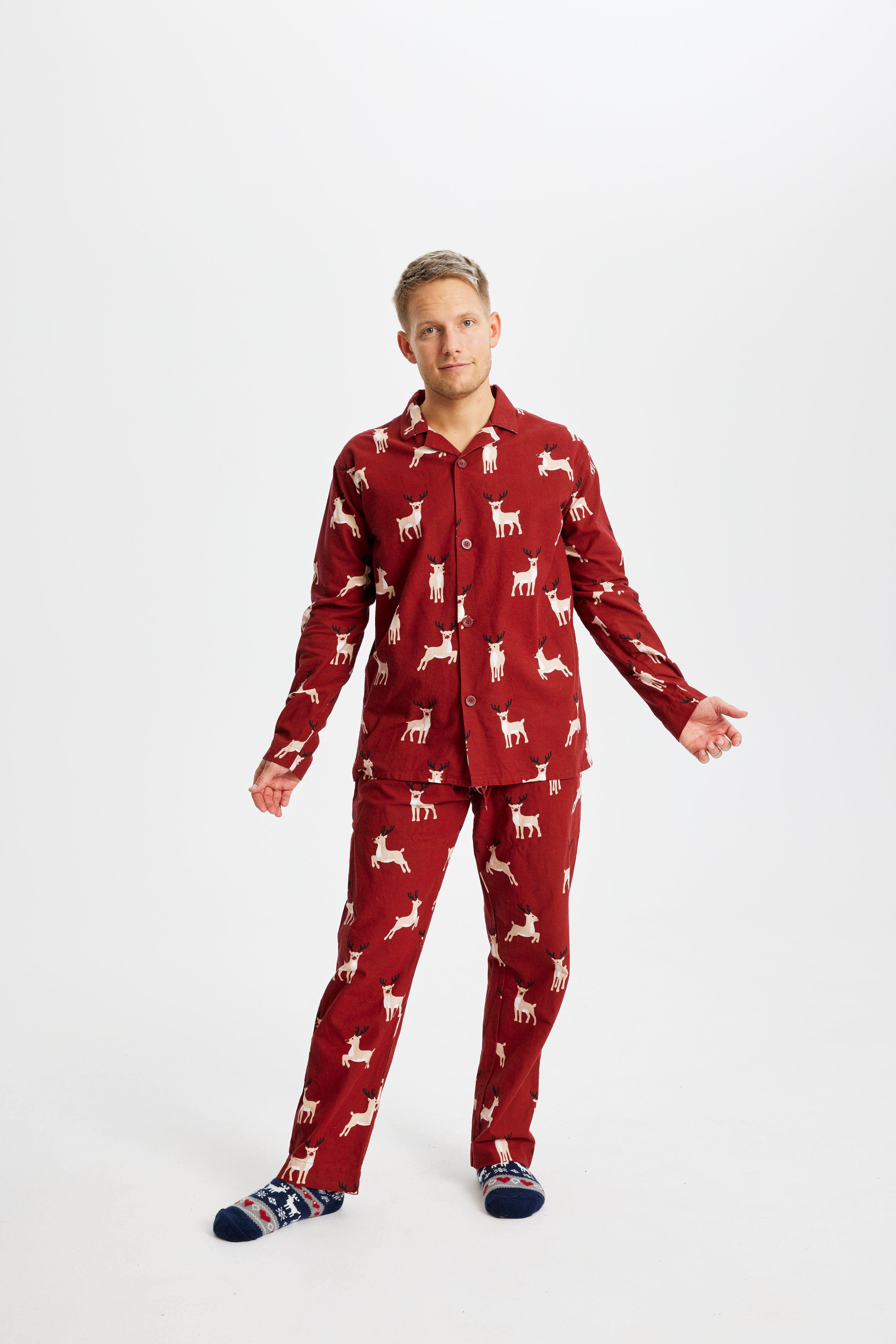 Reindeer Christmas Pajamas Flannel - Men.