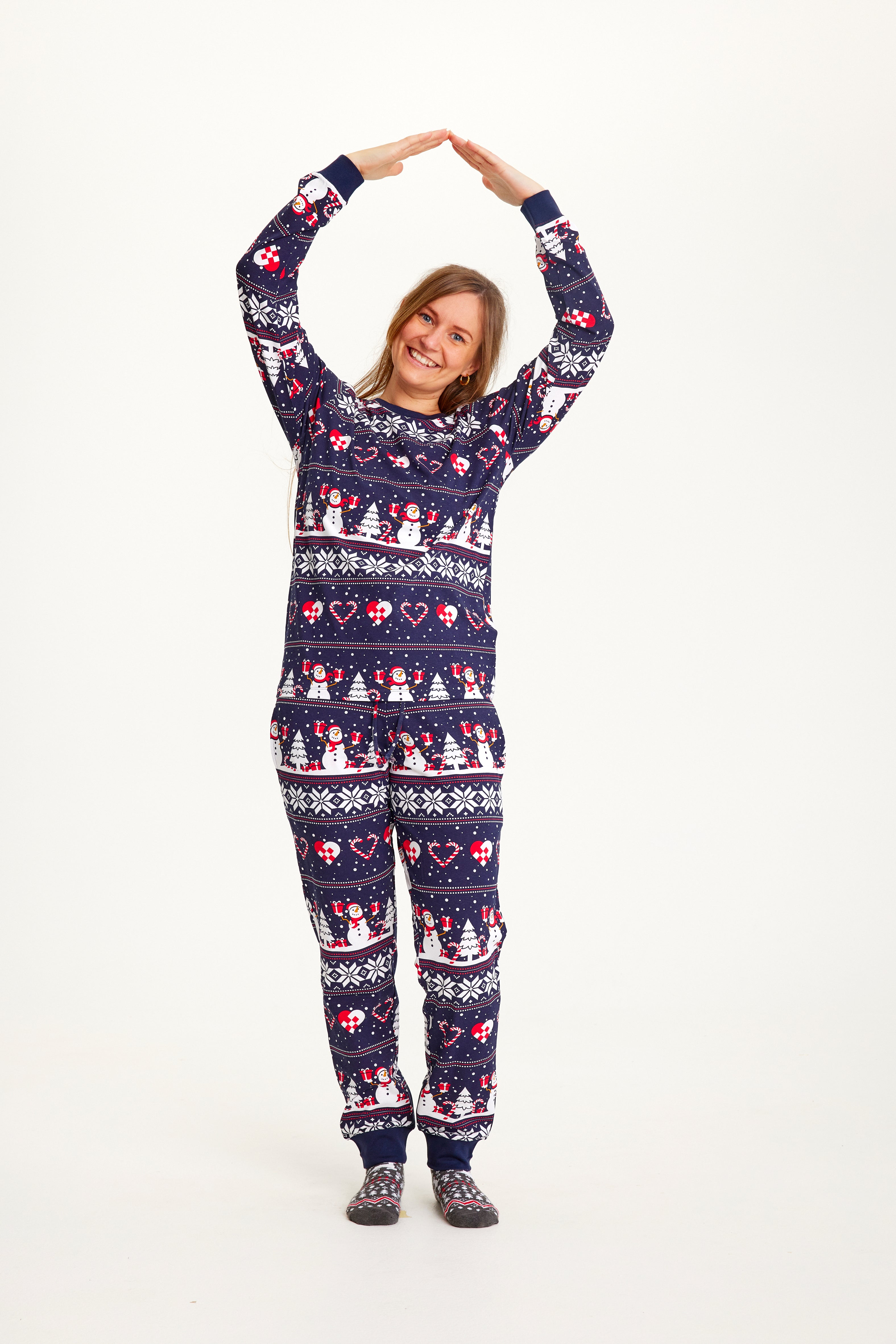 Christmas heart Pajamas navy - Women.