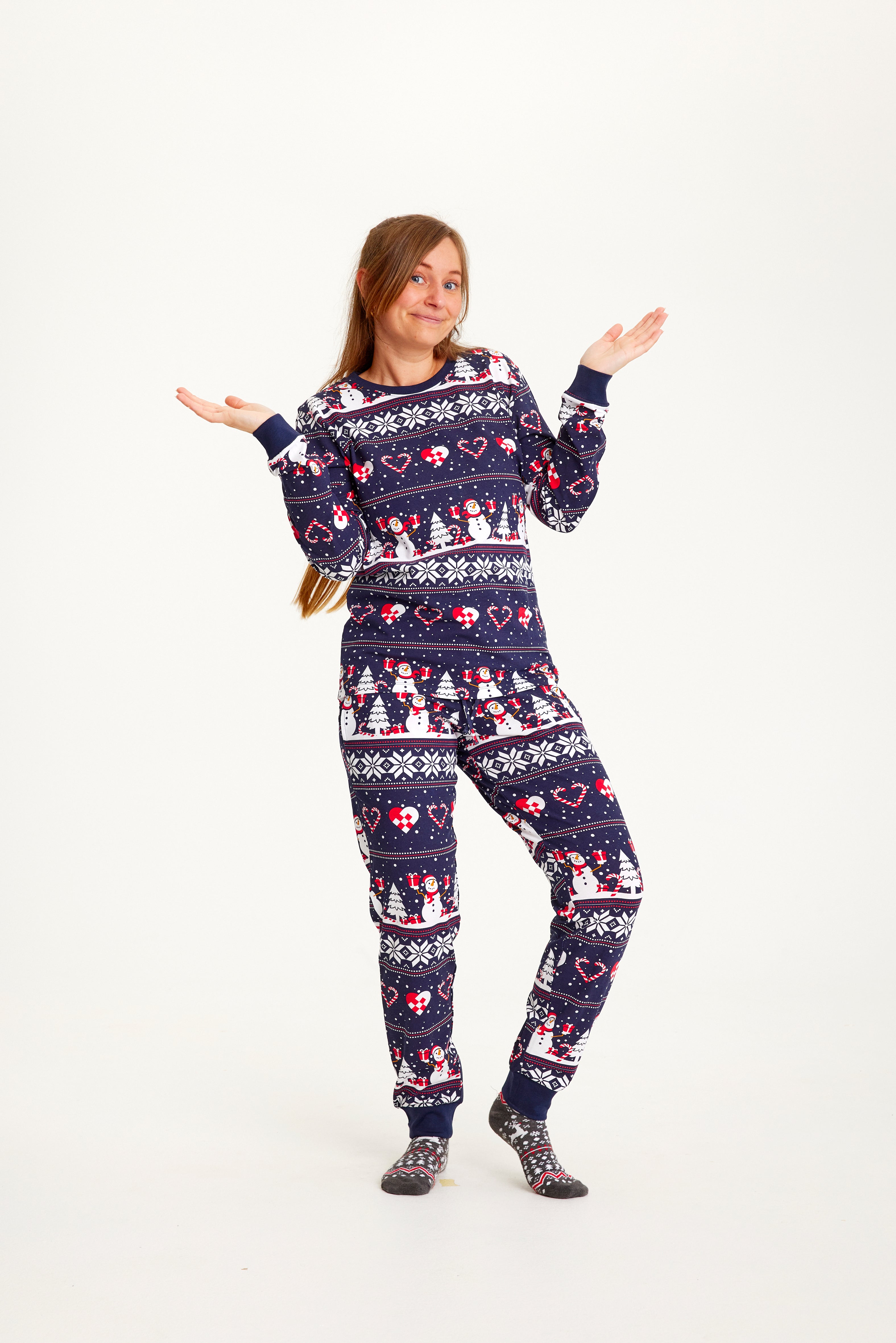 Christmas heart Pajamas navy - Women.