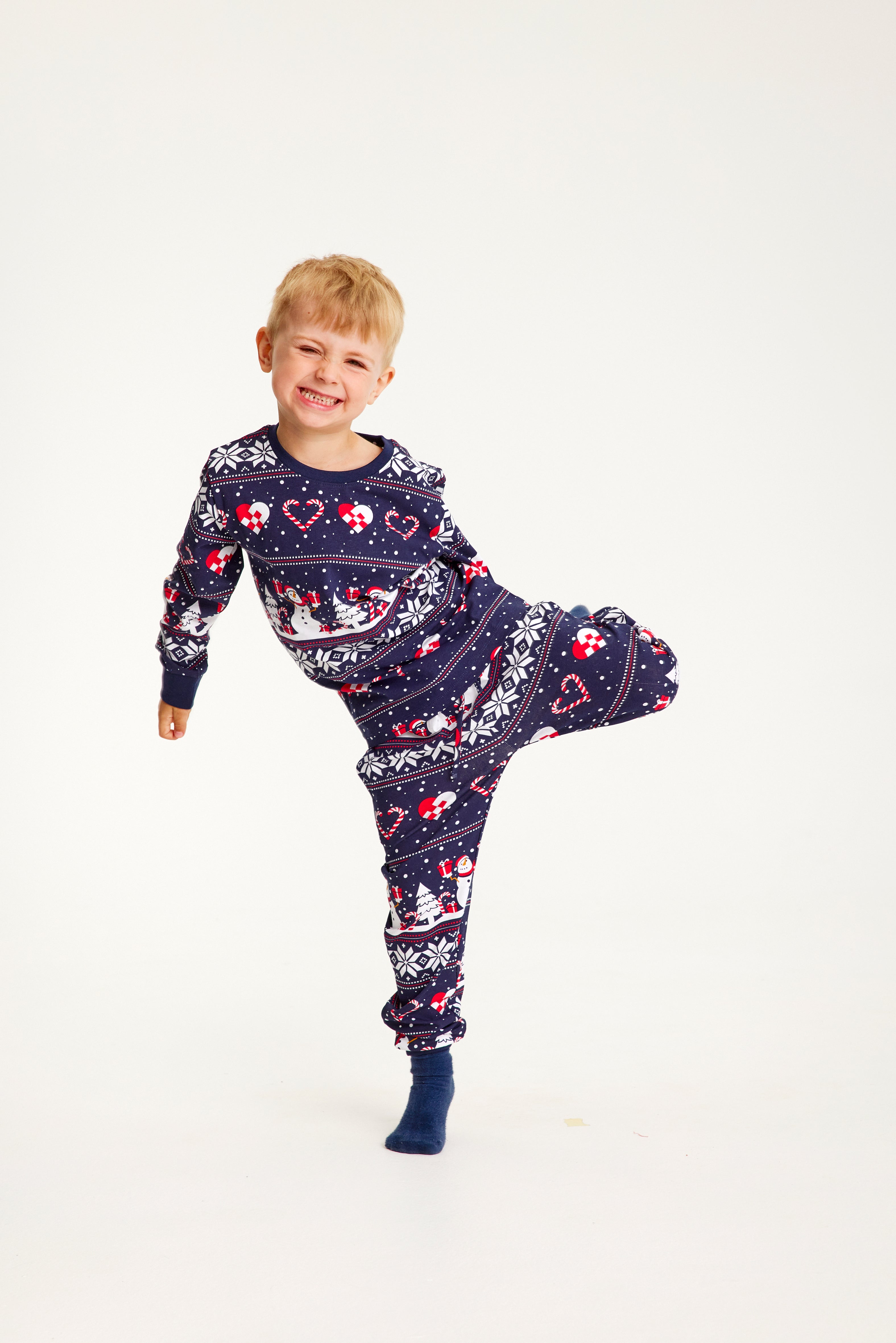 Christmas heart Pajamas navy children