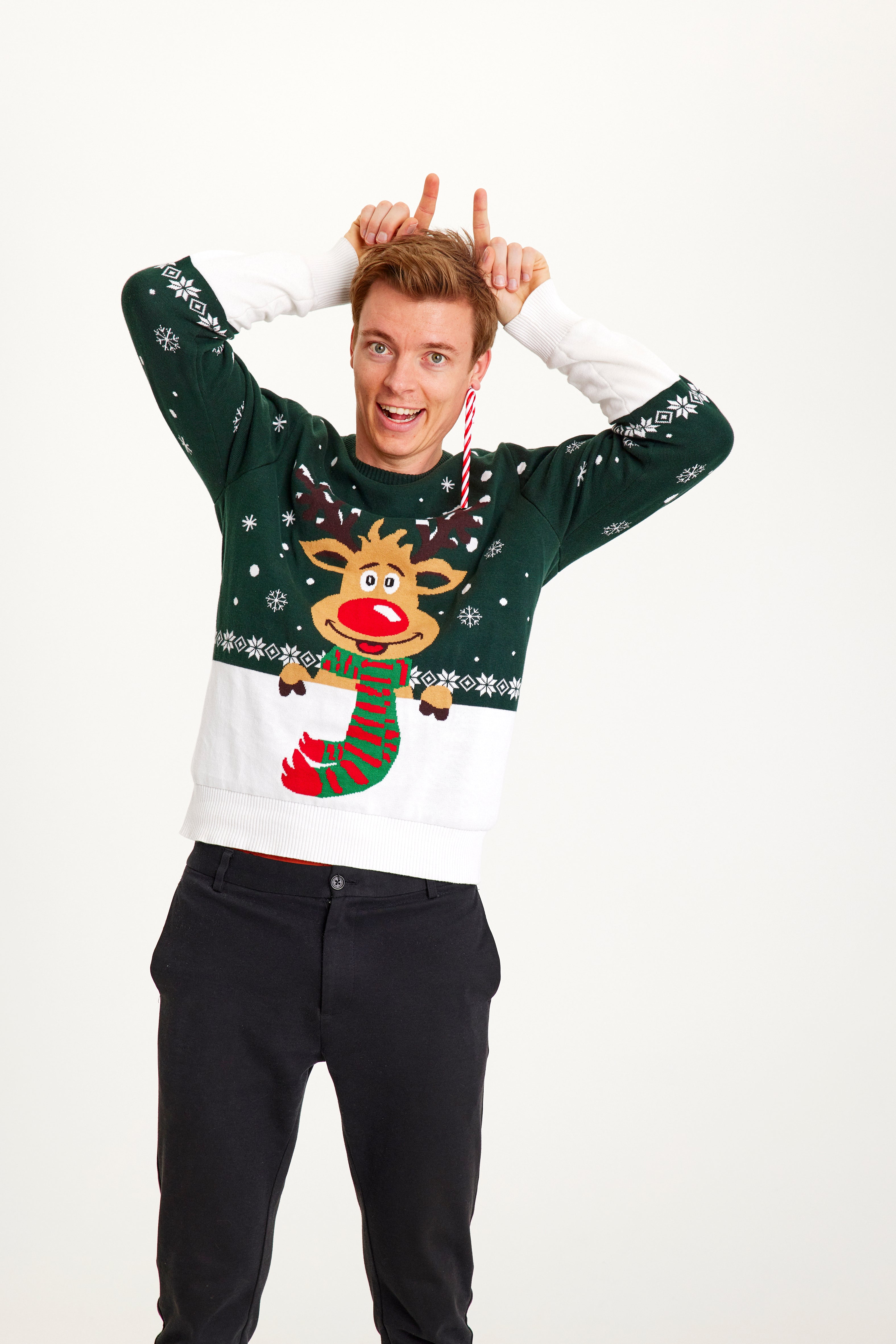 Rudolfs Christmas sweater green - Men.