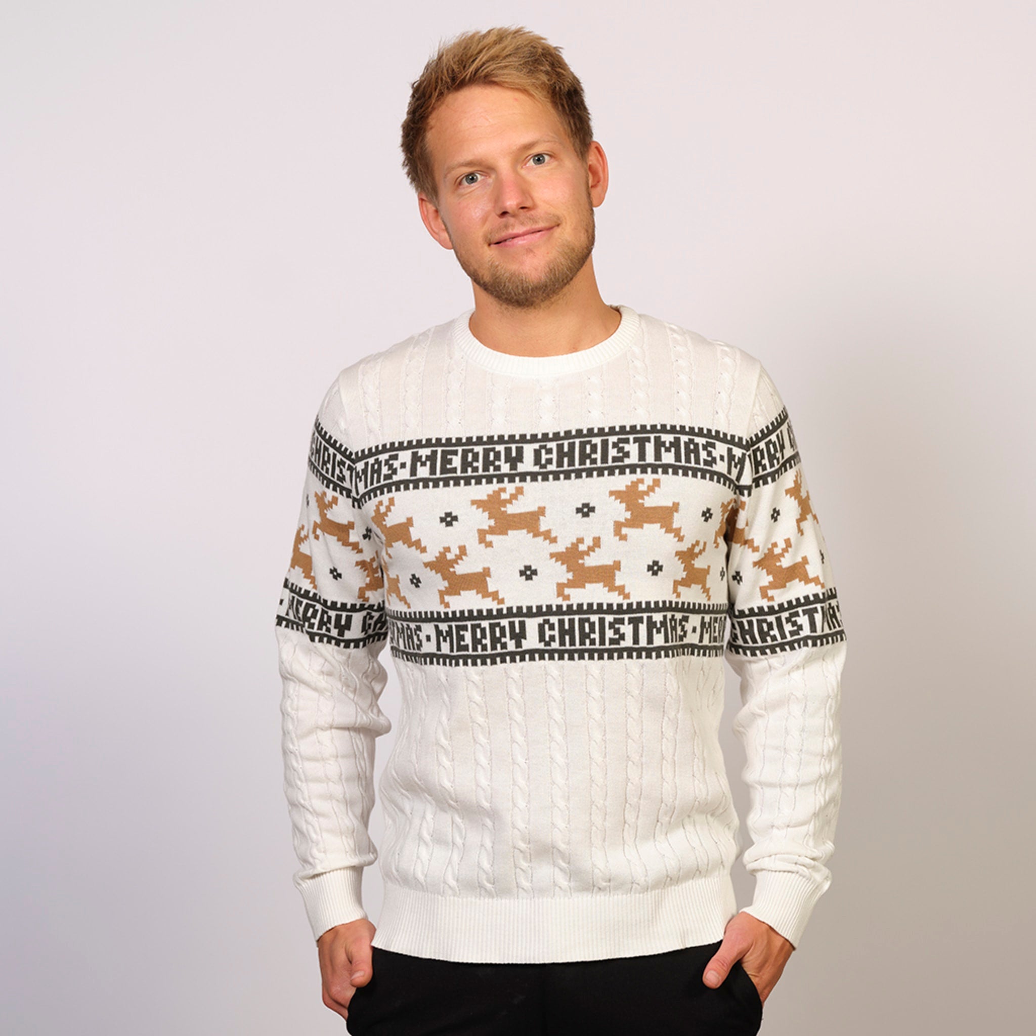 The Elegant Christmas Sweater White - Men